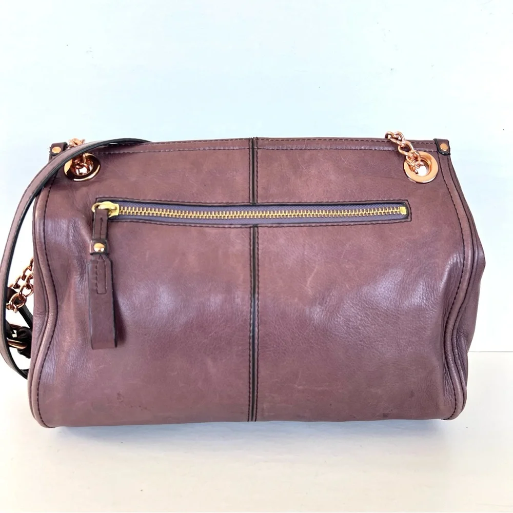 KOOBA Purple Plum Smooth Leather Rose Gold Chain Crossbody Shoulder Bag Satchel